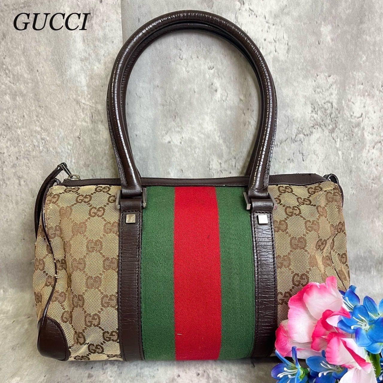 ✨格安✨ GUCCI グッチ ミニボストンバッグ ハンドバッグ シェリーライン GG柄 シルバー金具 シリアル 旅行トラベラー キャンバス レザー  ユニセックス レディース メンズ ベージュ 肌色 ブラウン 茶色 - メルカリ