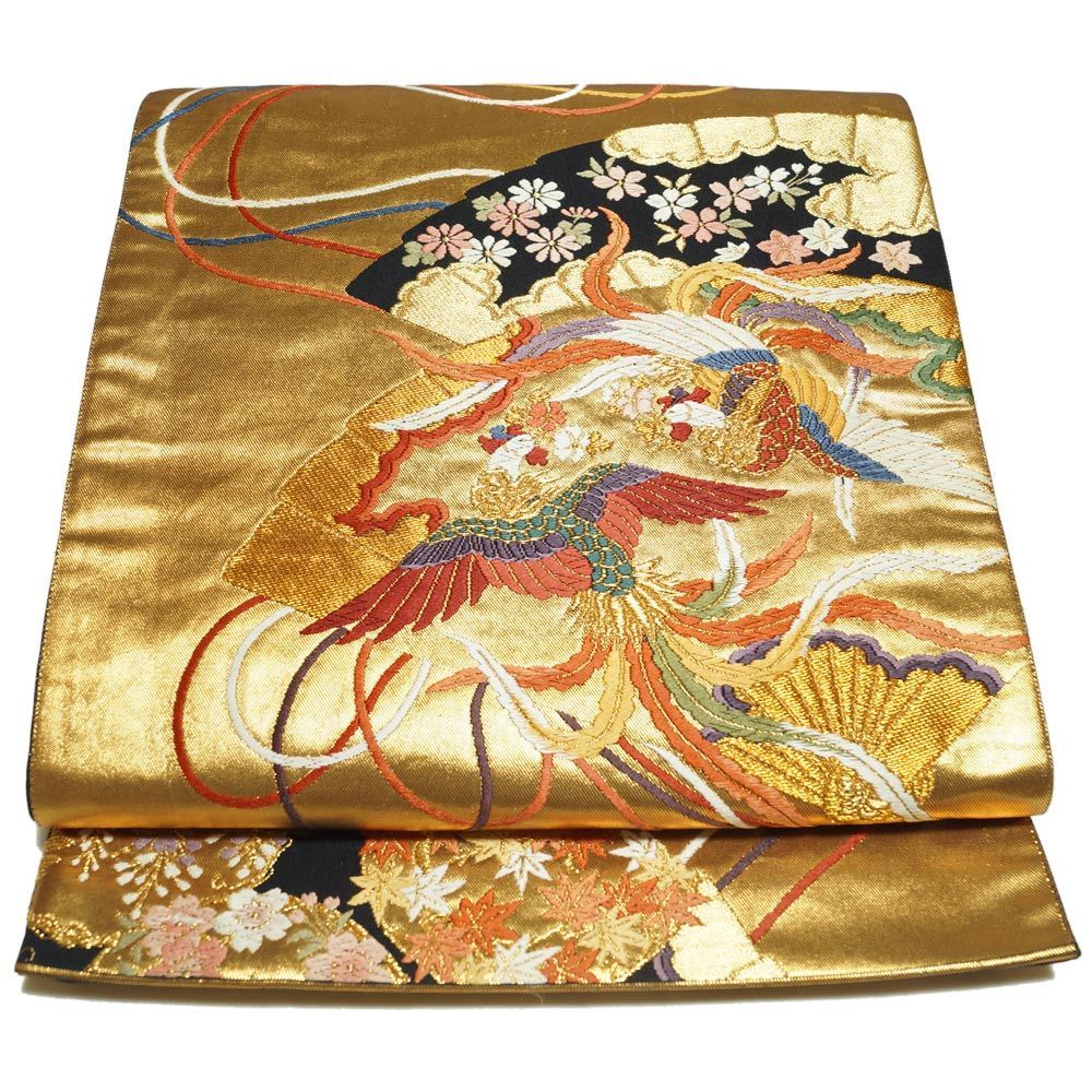 鼓に桐模様織り出し袋帯（材料）【アンティーク】【中古】【着】 けず