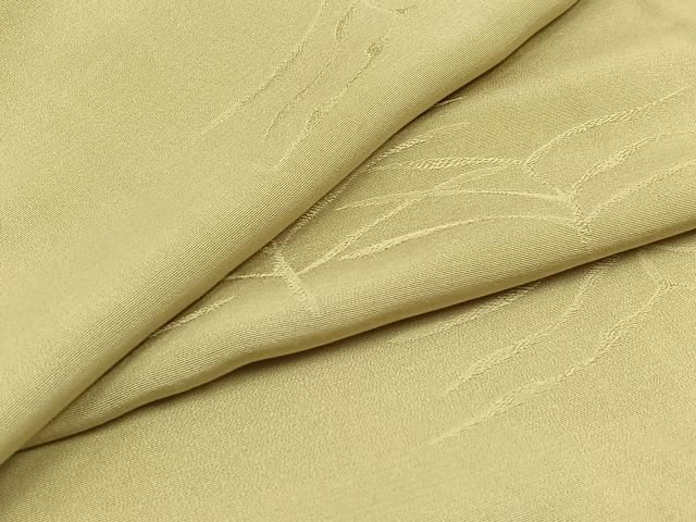 平和屋着物▽上質な色無地 単衣 草葉地紋 枯色 正絹 AABB7760jh