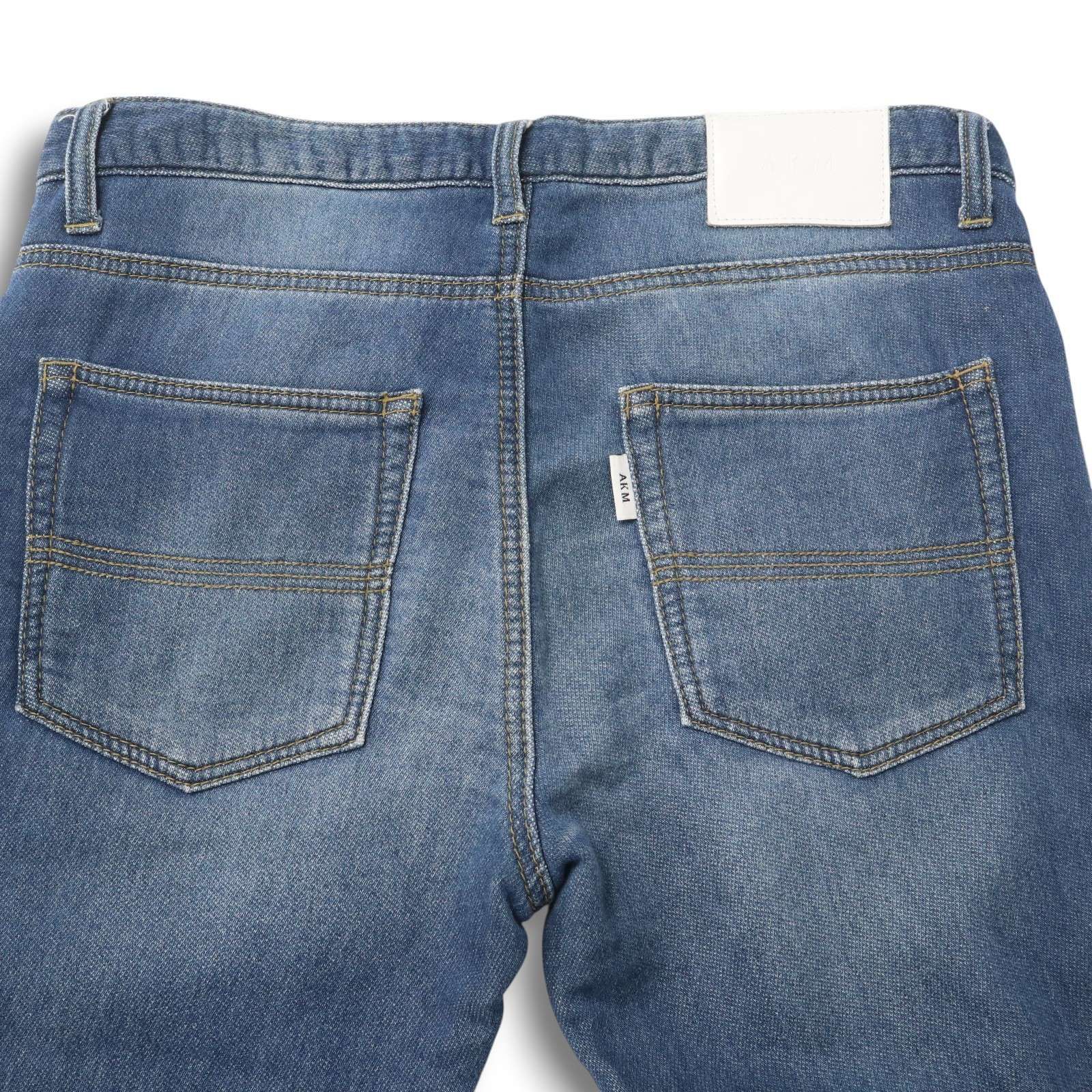 AKM(エイケイエム)ストレッチスキニーデニムパンツ 新品 送料360円～ 5 POCKET STRETCH DENIM 10oz 白デニム ジュンハシモト 1piu1uguale3 AKM エイケイエム USED加工☆ ストレッチ スキニー スウェット デニム