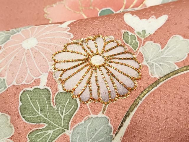 【逸品】●作家訪問着●縮緬●流水文様● 流水文様友禅に摺箔総柄訪問着(S80360Nl) 着物紹介