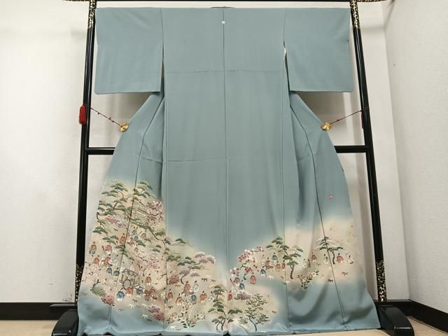 平和屋着物●豪華色留袖 作家物 手描き 寿光織 人物風景草花文 暈し染め 正絹 AABC6859ph