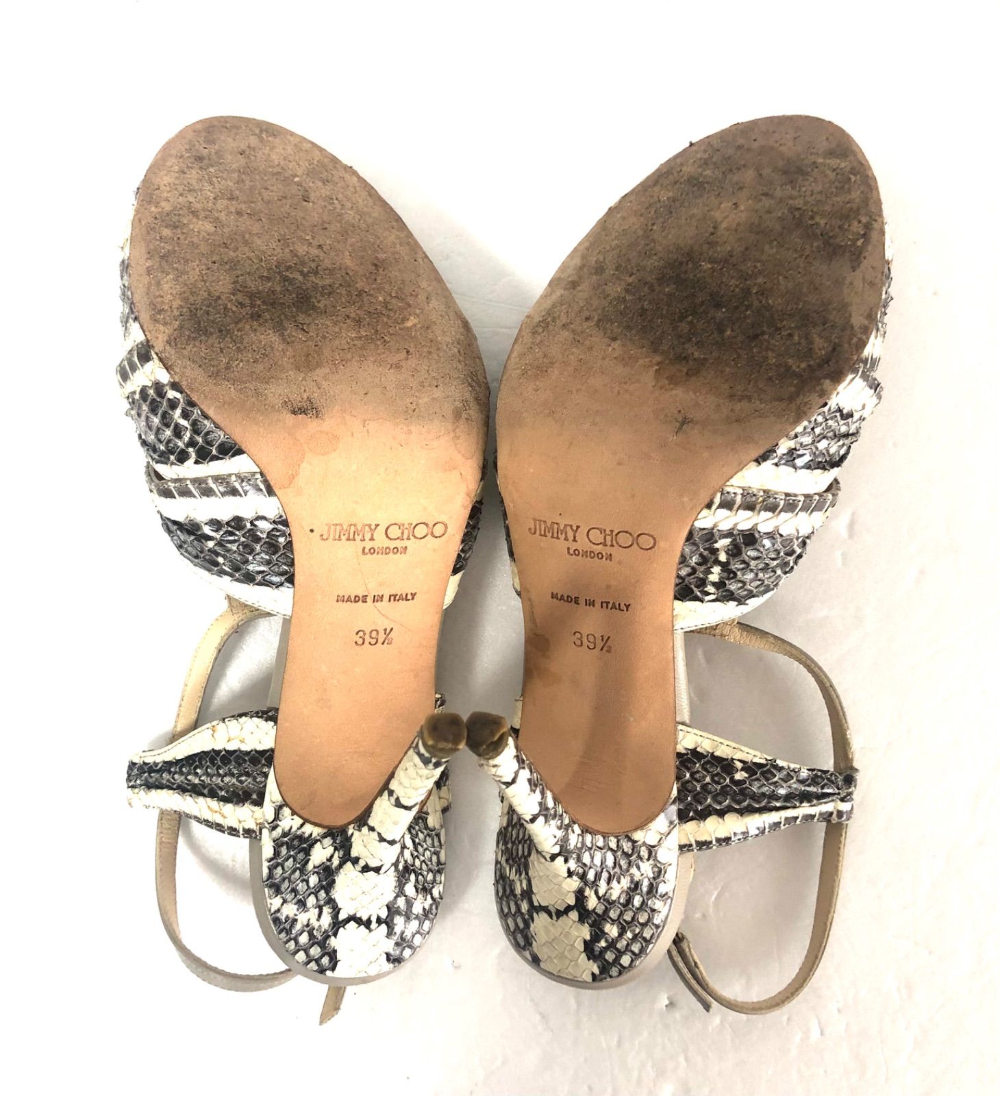 □良品□JIMMY CHOO ジミーチュウ サンダル ミュール ヒール パイソン 
