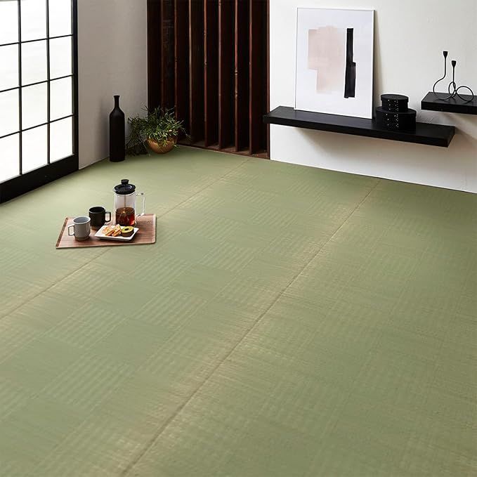 【在庫処分】イケヒコ い草 自然素材 ラグ カーペット 花ござ 裏張りなし 正方形 単品 グラッセ 無地 約174×174cm 江戸間2畳 日本製 純国産い草使用 九州 抗菌 防臭 ヒバ加工 汚れにくい 両面使