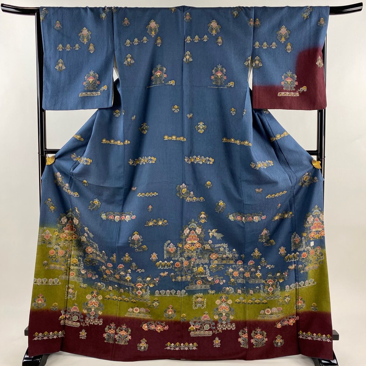 SN-235 トールサイズ 金彩友禅の訪問着 紋なし 広衿 袷 正絹 染め分け