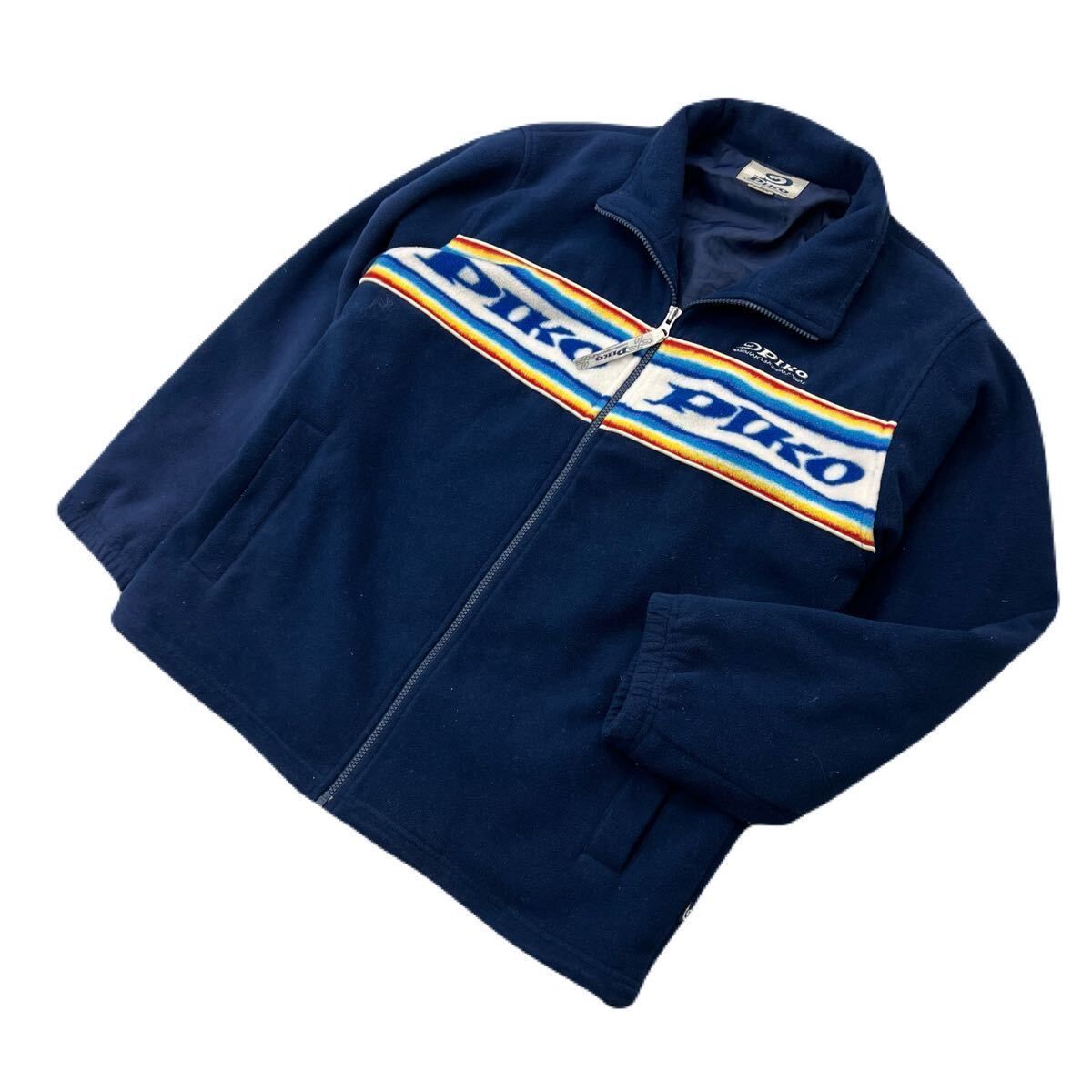 PIKO オールド ピコ ネイビー サーフ ロゴ 厚手 フリース ジャケット 