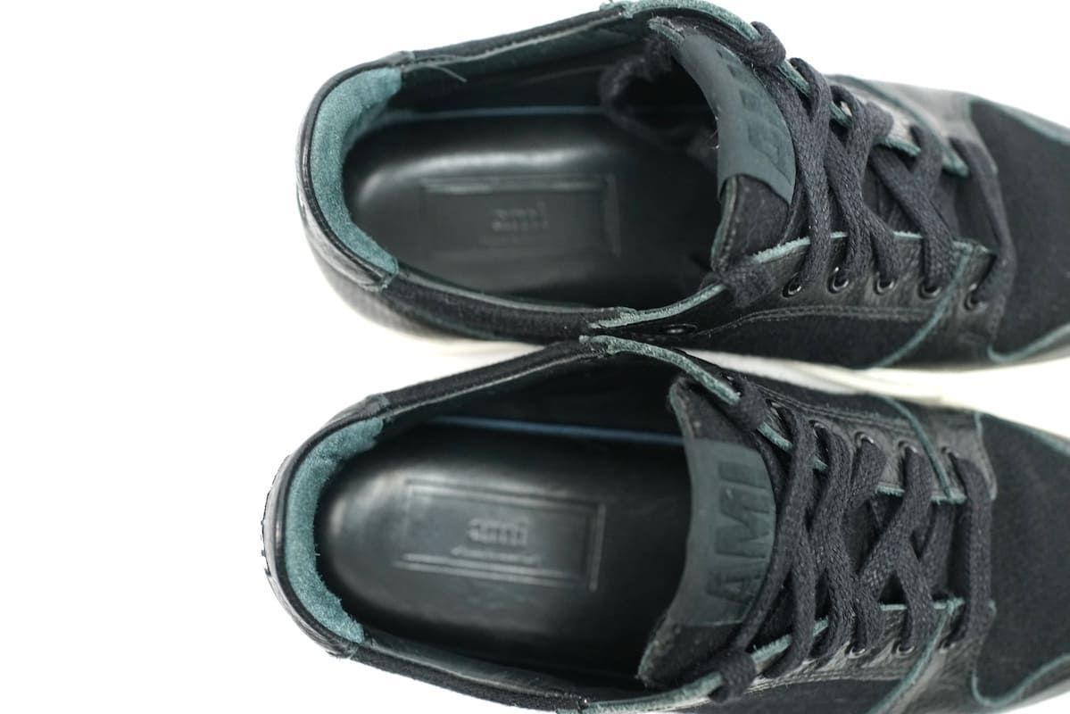 Ami Paris AMI Black Leather/Wool Basket Trainers アミ パリ アミ