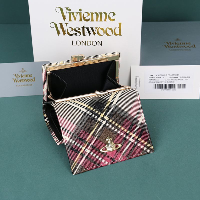 【美品⭐︎】viviennewestwood 三つ折り財布 チェック柄 vivienne westwood 財布 チェック（レディース三つ折財布