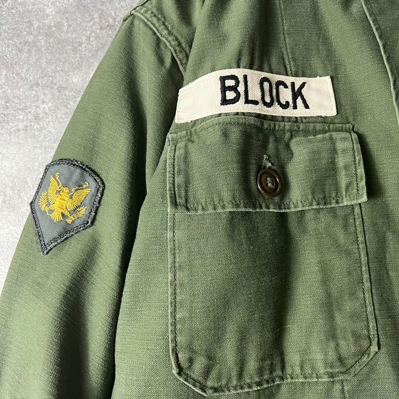50s US ARMY 米軍実物 OG-107 コットン サテン ユーティリティ シャツ