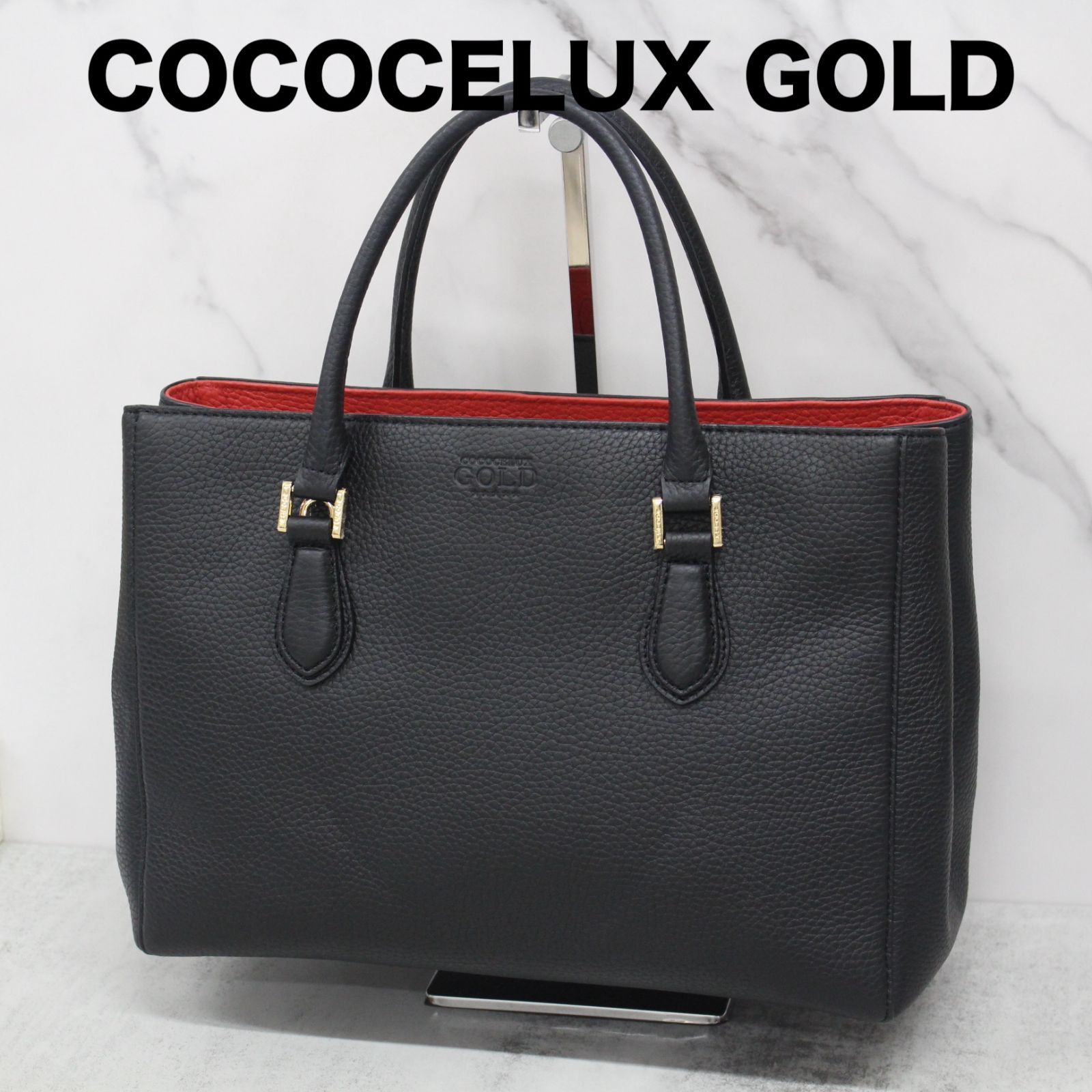 S217)【美品】COCOCELUX GOLD 2wayバッグ レザー ブラック - メルカリShops