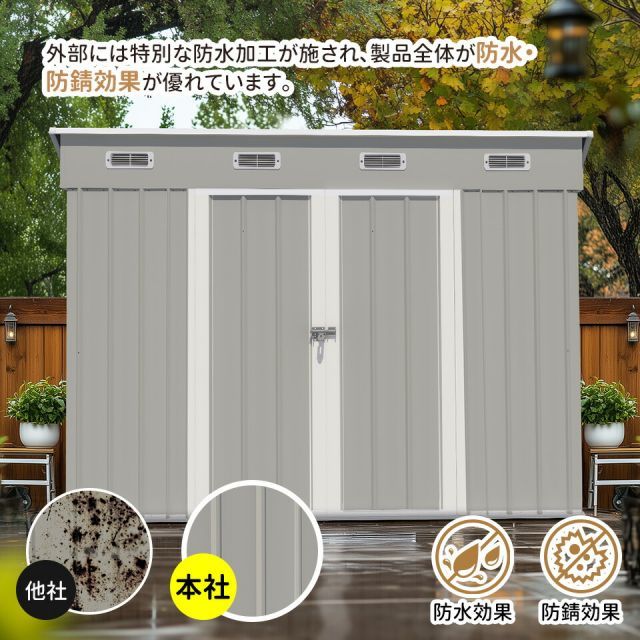 【数量限定】 種類4 可動棚あり|ブルーグレー 戸外収納庫 物置 物置き 屋外用 屋外 床材補強フレーム付き 大型 倉庫 大型物置 多機能収納庫 物置 防水|耐侯 可動棚なし 可動棚あり ガーデン|庭|田畑|農場 頑丈 大容量 窓付き おしゃれ ガーデニング ガーデンボック
