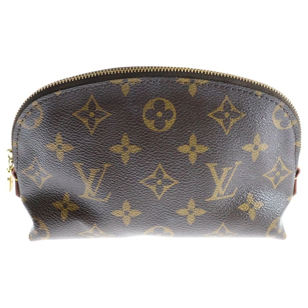 LOUIS VUITTON ルイヴィトン モノグラム メイクポーチ 収納 ケース ブラウン ゴールド金具 PVC M 47515