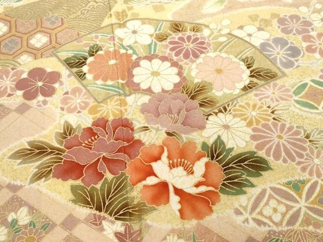 平和屋着物○訪問着 地紙草花文 金彩 さが美扱い 正絹 逸品 CAAU9922vf