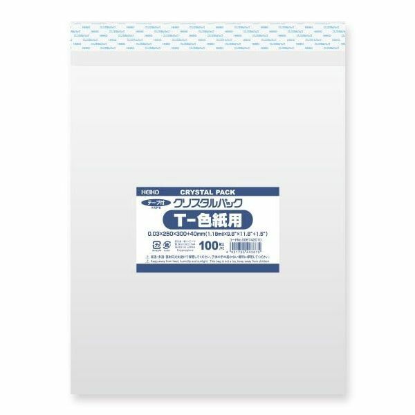 まとめ買い シモジマ HEIKO OPP袋 クリスタルパック T-色紙用 テープ付き 100枚 幅250×高300 40mm 006742010 ×3セット
