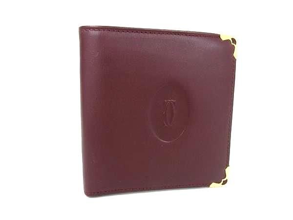 Cartier カルティエ マストライン レザー 二つ折り 財布 ウォレット 小銭入れ 札入れ カード入れ ボルドー系 FK8460