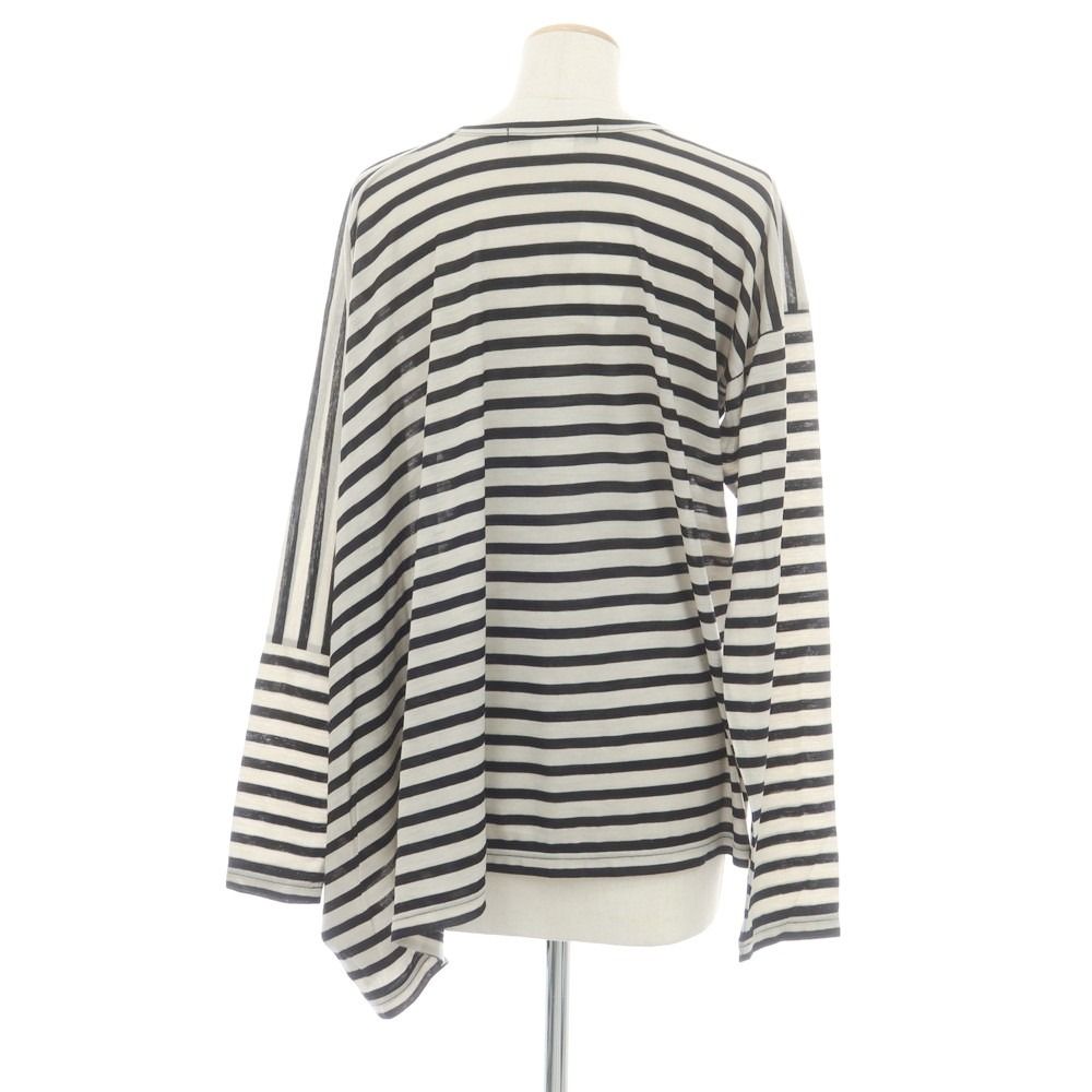 ジュンヤワタナベ JUNYA WATANABE 2025年秋冬 ウール ボーダー ニットカットソー ブラックxグレージュ サイズM レディース