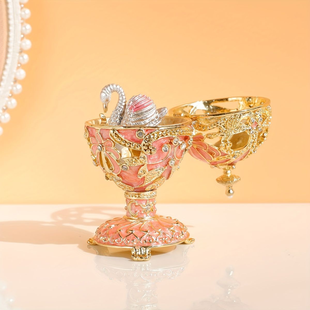 インテリア小物 TIFFANY 白鳥リングホルダープレゼント♡おりぼん装飾