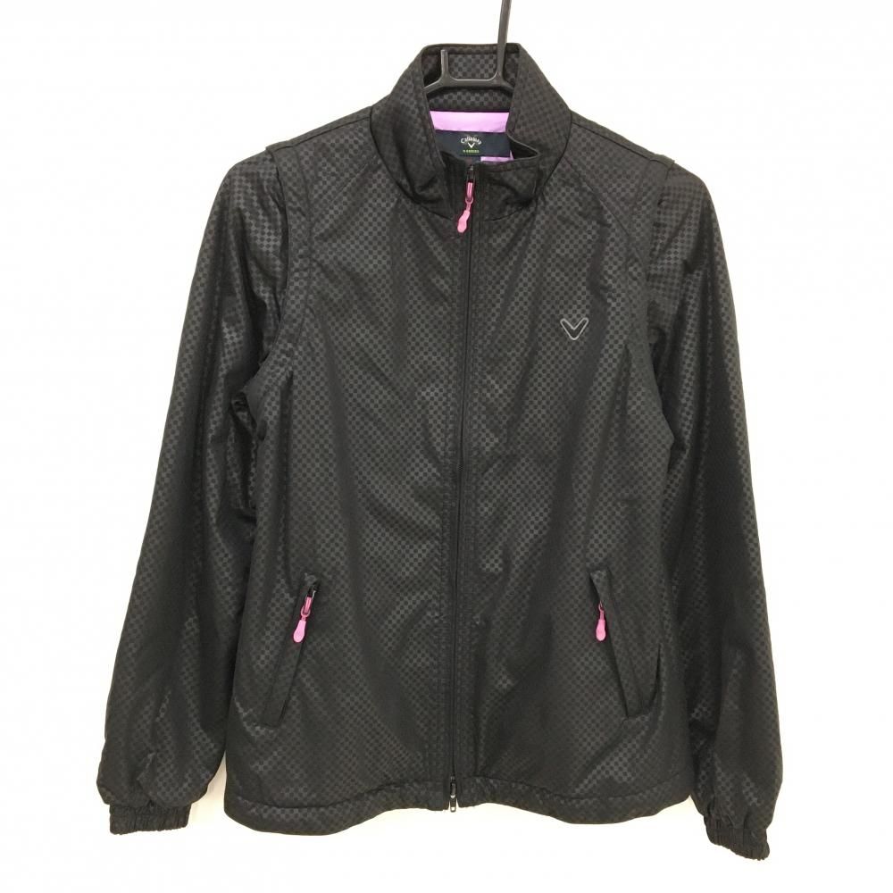 美品】キャロウェイ 2WAY中綿ジャケット 黒 チェック地模様 袖着脱可