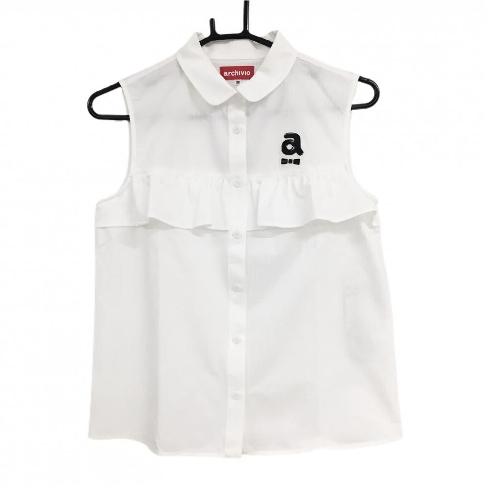 新品タグ付 アルチビオ ♡ フリルデザインノースリーブシャツ 黒×白 新品タグ付 アルチビオ ♡ フリルデザインノースリーブシャツ 黒