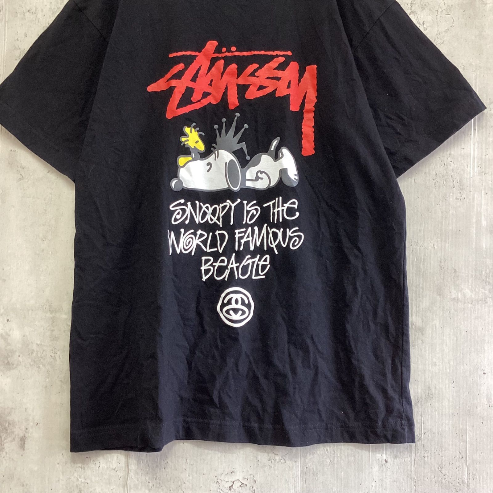 Stussy ステューシー スヌーピープリント半袖Tシャツ 黒 レディース M