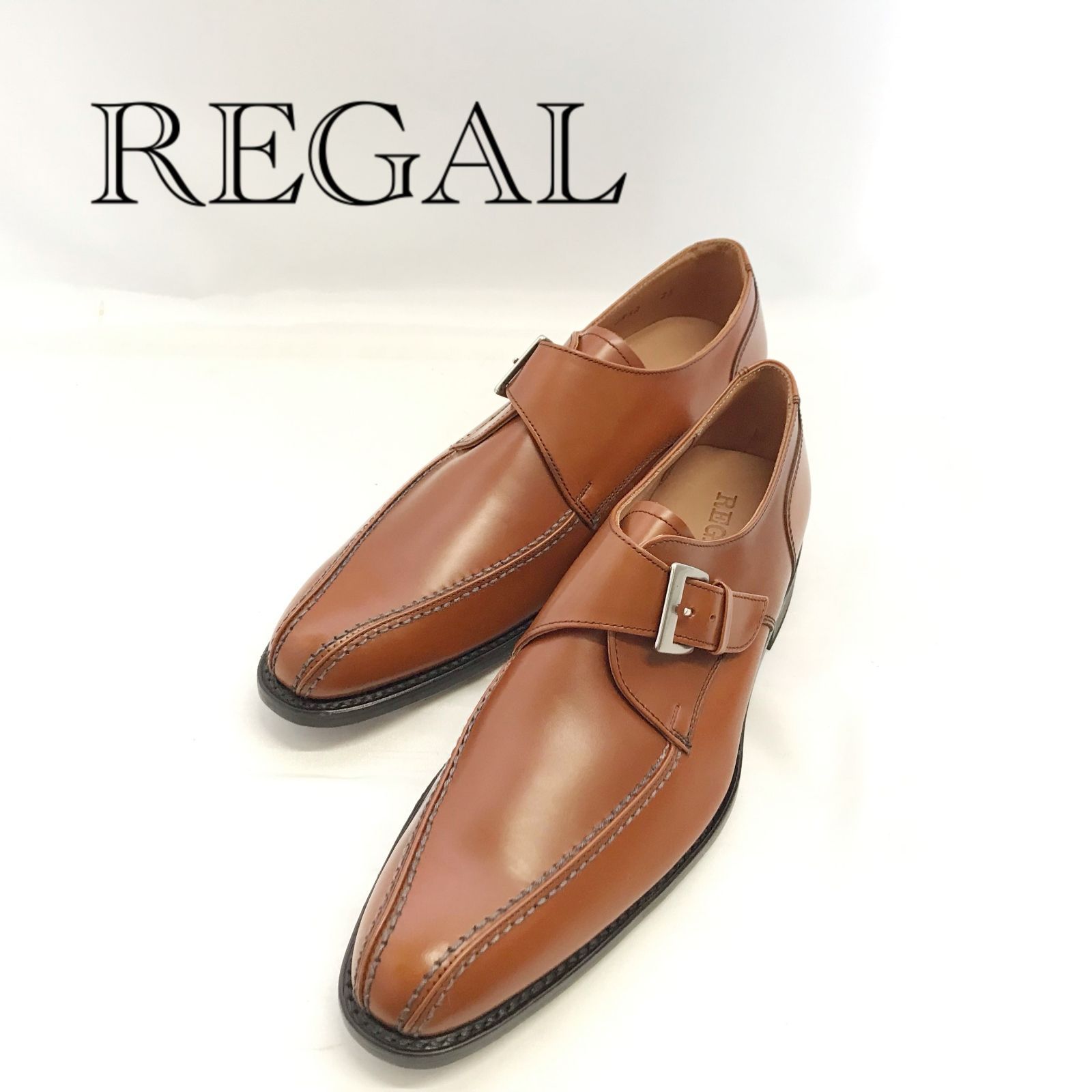 REGAL リーガル モンクストラップシューズ レザー ビジネスシューズ B9L 25 ブラウン メンズ 靴