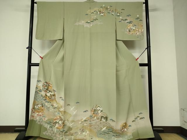 平和屋着物□訪問着 駒刺繍 雪輪花文 暈し染め 金彩 正絹 逸品