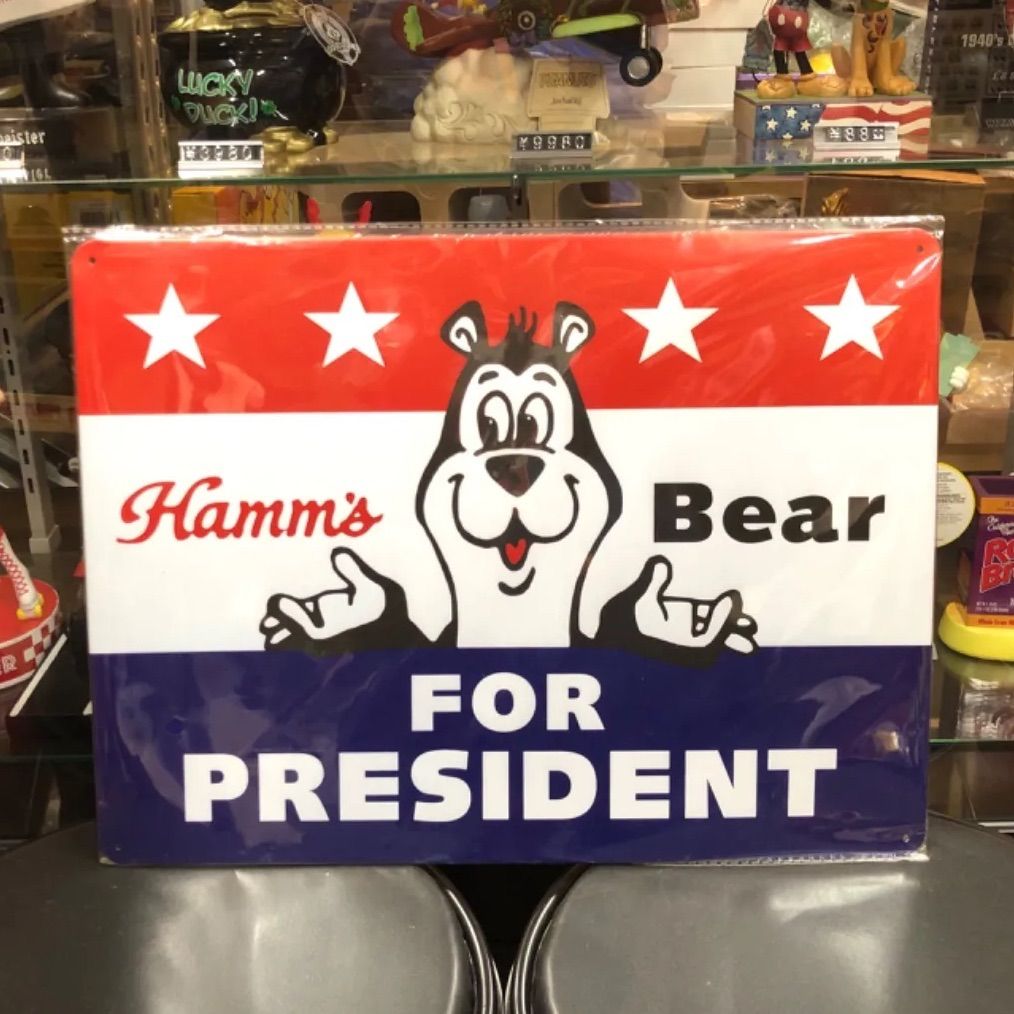ハムズビール ブリキ看板 可愛い Hamm'sBear インテリア メタルサイン