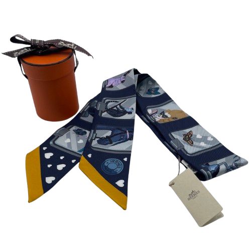 エルメス ツイリー エルメス・ストーリー マリン / グレー / ゴールド  