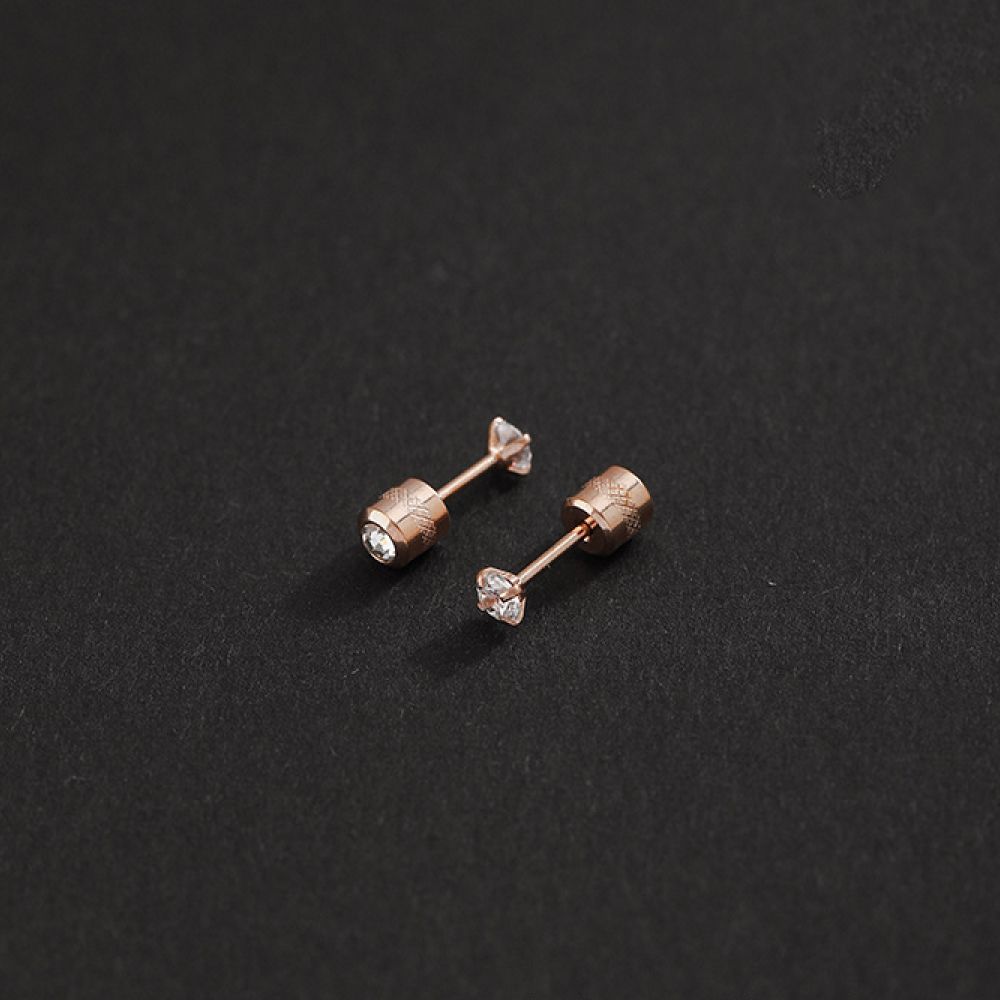 【送料無料！】ピアス レディース メンズ シンプル 一粒 ジルコニア ファッション アクセサリー ネジ式 2mm 両耳 2個セット ピンク  [PL001]