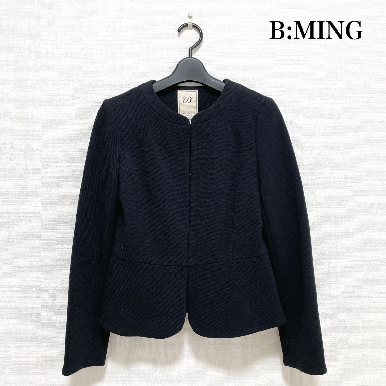 B:MING BEAMS ビームス ノーカラージャケット 黒 Mサイズ お仕事 セレモニー 式典 入学式 入園式 卒業式 卒園式 お宮参り 七五三  お子様行事 家族写真