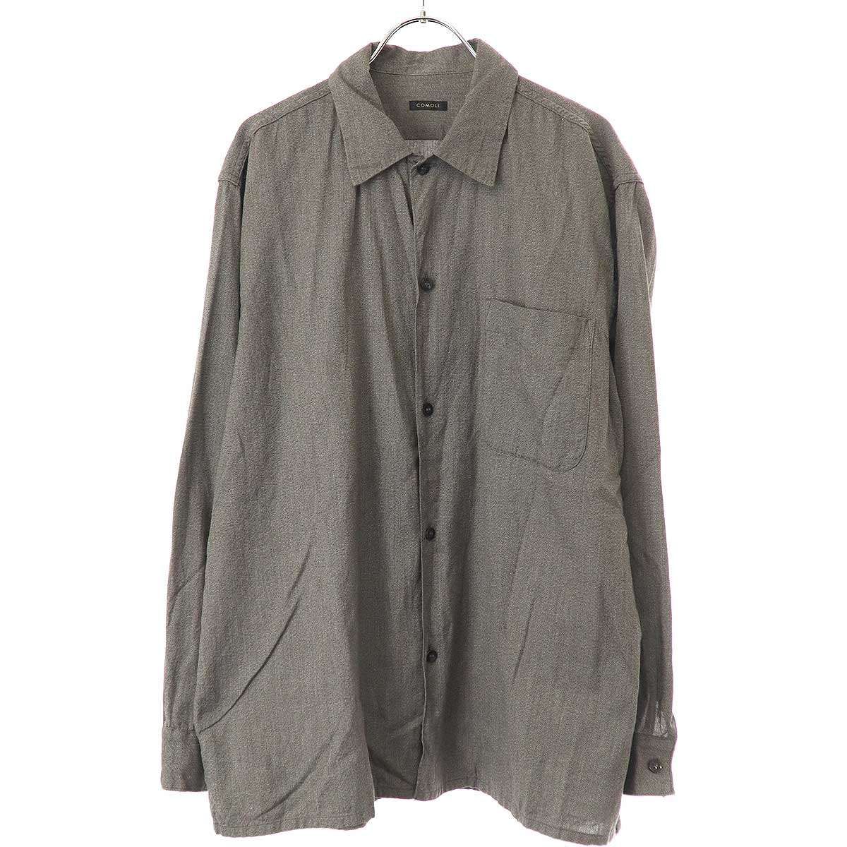COMOLI コモリ 20AW ヨリ杢オープンカラーシャツ S03-02005 グレー 2  
