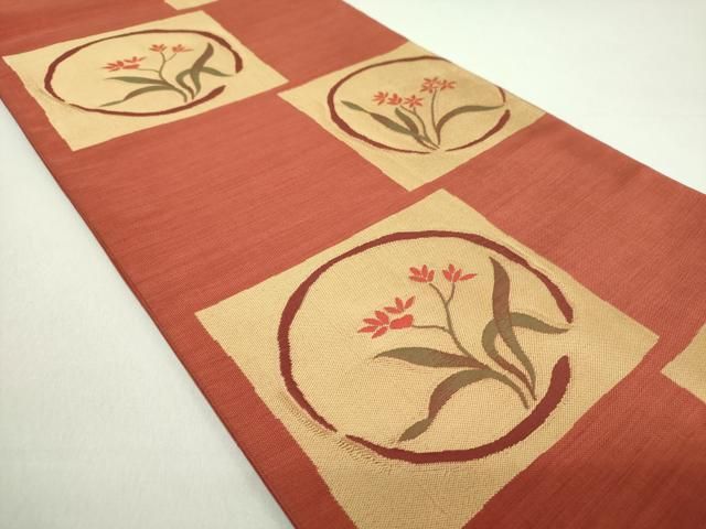 平和屋着物○名門木屋太 今河織物 六通柄袋帯 花丸文