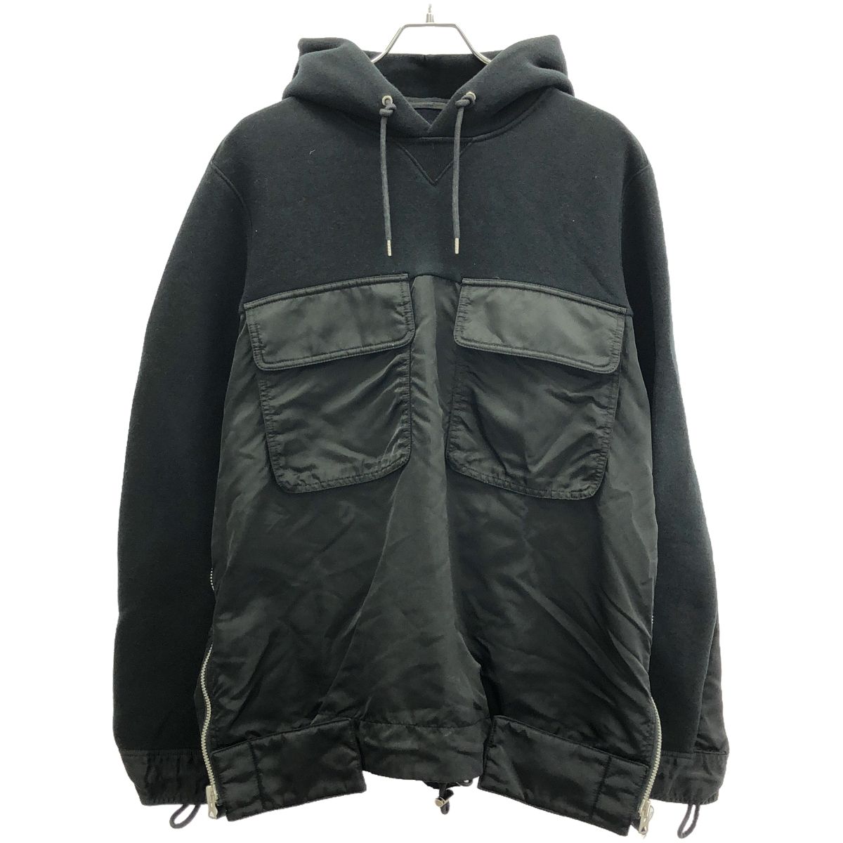 sacai サカイ 18AW Sponge Sweat Hoodie スポンジスウェットパーカー 18-01837M ブラック 2 sacai サカイ 18AW Sponge Sweat Hoodie スポンジスウェットパーカー