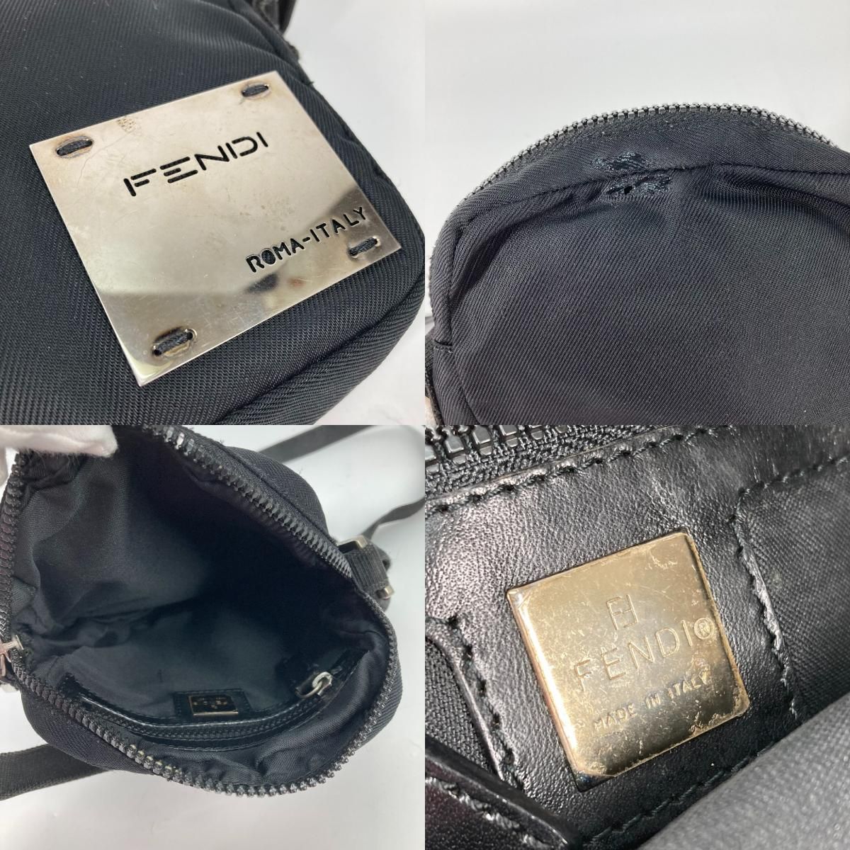 FENDI フェンディ ショルダーバッグ ロゴ メタルプレート ナイロン 