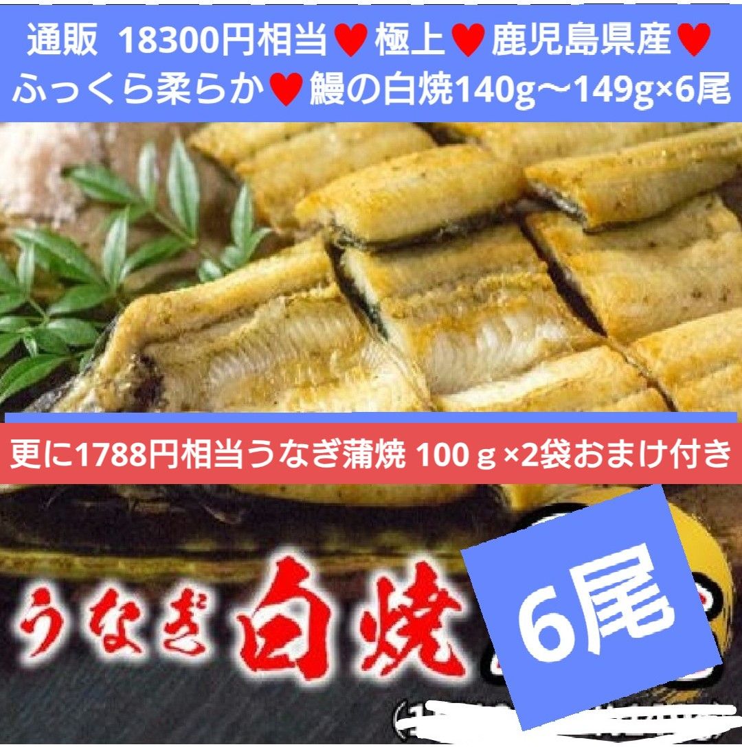 うなぎの蒲焼おまけつき 鰻の白焼き 140g～149g×6尾 うなぎ 白焼き 蒲焼き 鰻の蒲焼 ウナギ
