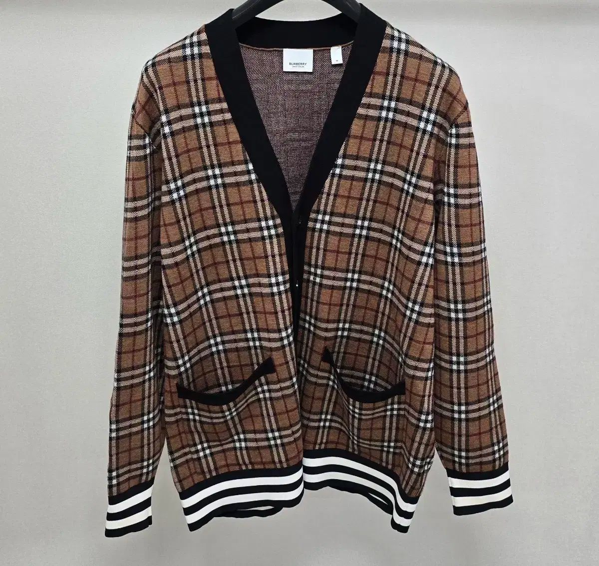 バーバリー メリノウール チェック カーディガン mサイズ 105