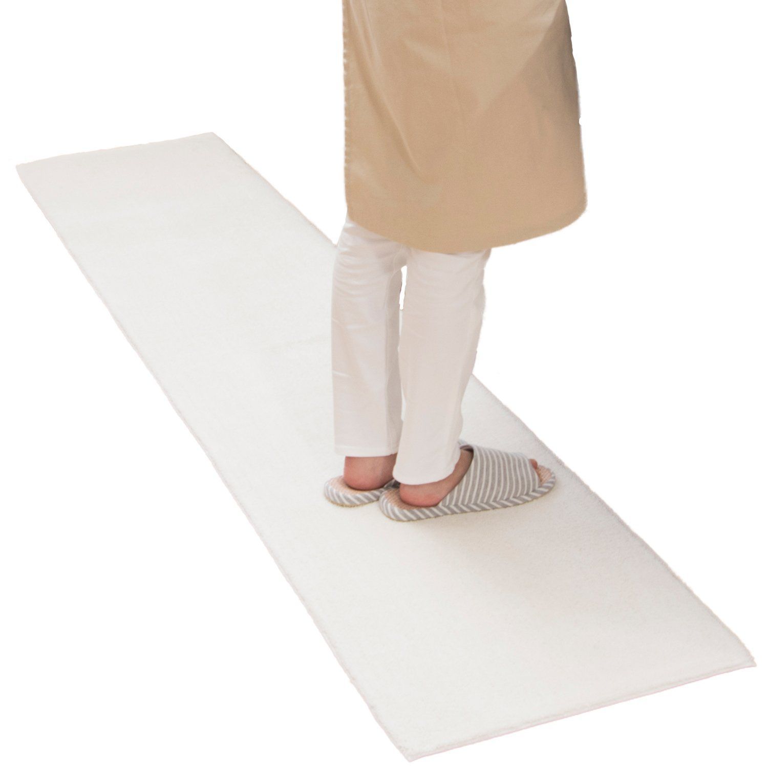 ホワイト_4. ロングマット 約50×240cm オカ 乾度良好Dナチュレ ロングマット ホワイト 約50cm×240cm キッチンマットや玄関マット リビングマットなど多目的に