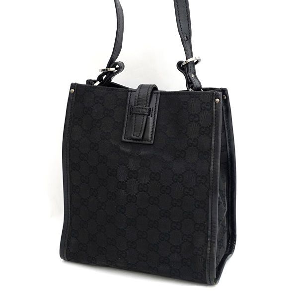 GUCCI / グッチ □GGキャンバス ショルダーバッグ レザー ブラック 