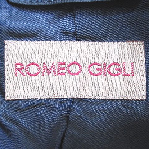 ロメオジリ ROMEO GIGLI ジャケット ミディアム丈 9AT 青系 ブルー 日本製 スナップボタン ポケット 裏地 無地