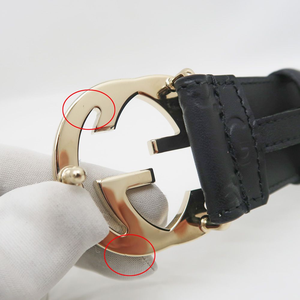 名東】グッチ グッチシマ インターロッキングG 370543 ベルト 70