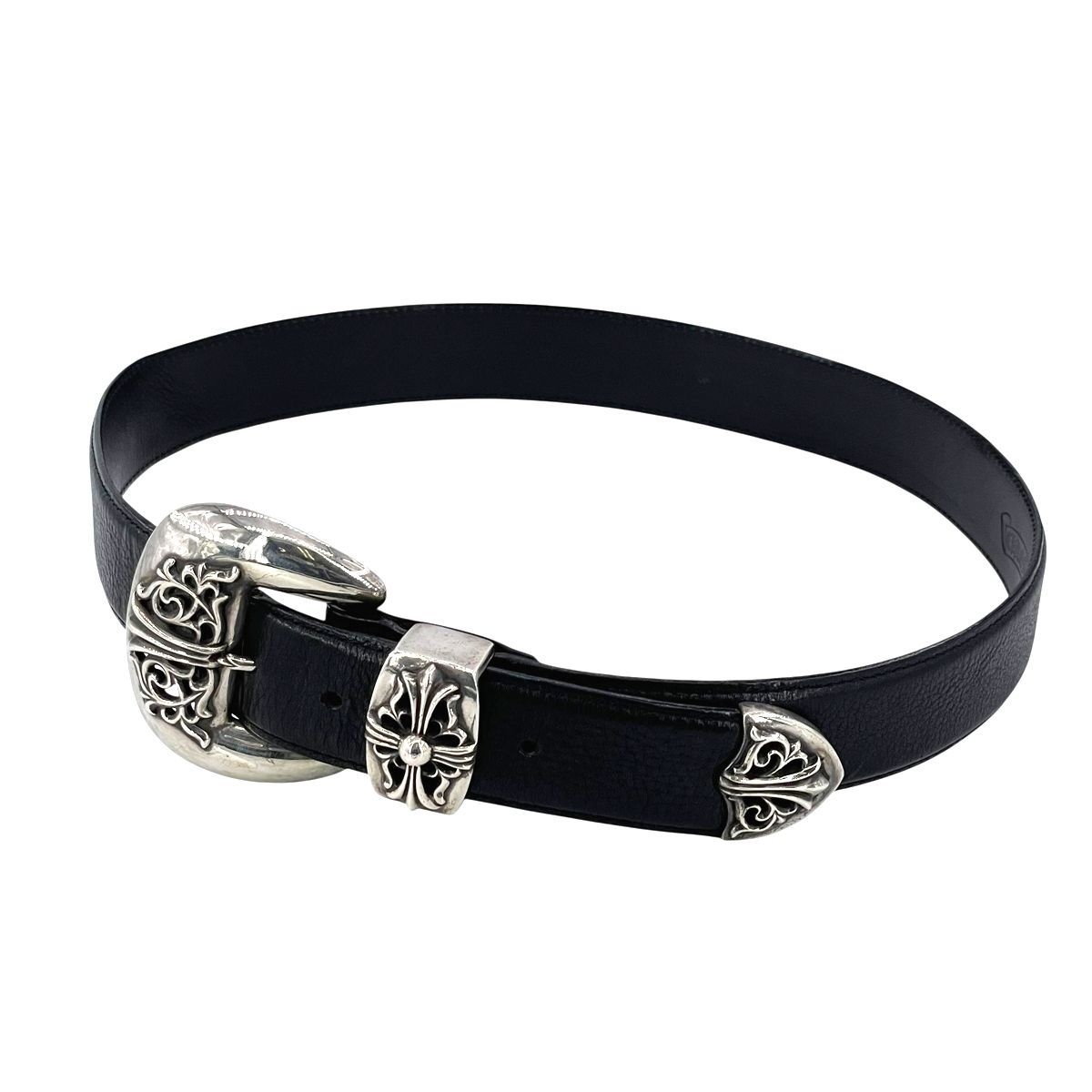 CHROME HEARTS クロムハーツ クラシック3PC レザーベルト34 中古】 CHROME HEARTS クロムハーツ クラシック3PC レザーベルト