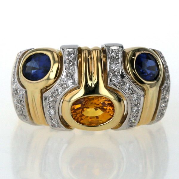 Pt900 K18YG プラチナ イエローゴールド リング サファイア 1.23ct  