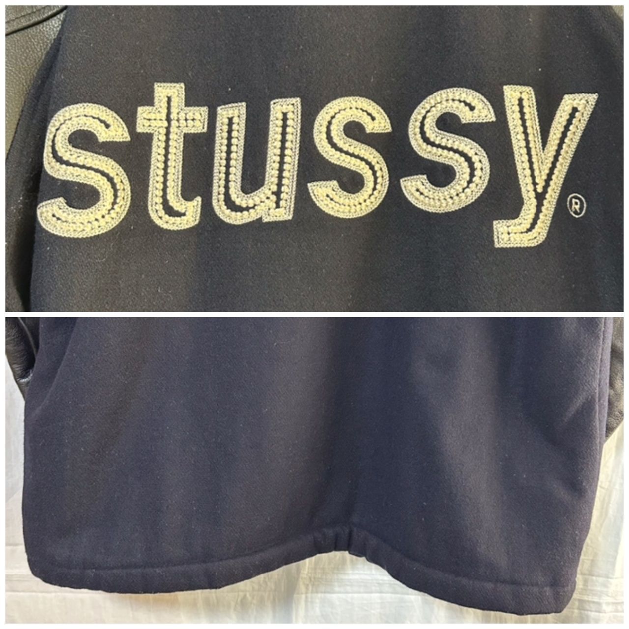 城東75-009/併売】OLD STUSSY 15周年 スタジャン ネイビー Lサイズ 