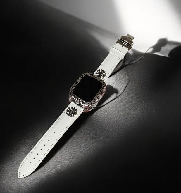 MAX94％OFF！ 彫刻調メタルカバー＆本革レザーバンドセット Apple Watch Ultra Ultra 2 49mm用 98