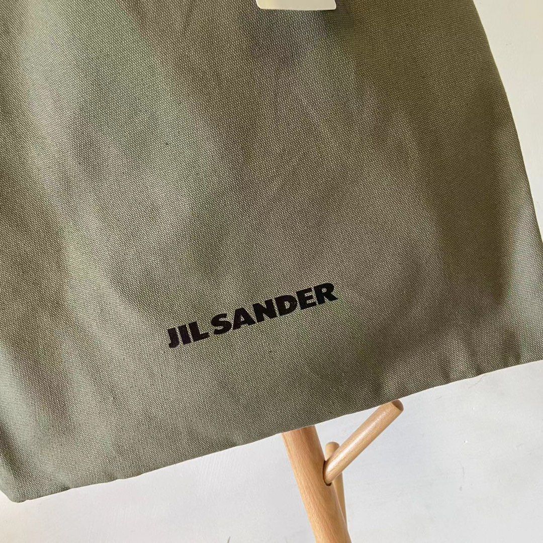 JIL SANDER ジル・サンダー ロゴプリント コットンキャンバス レザー トートバッグ Toteバッグ ショッピングバッグ ハンドバッグ  ダークグリーン - メルカリ