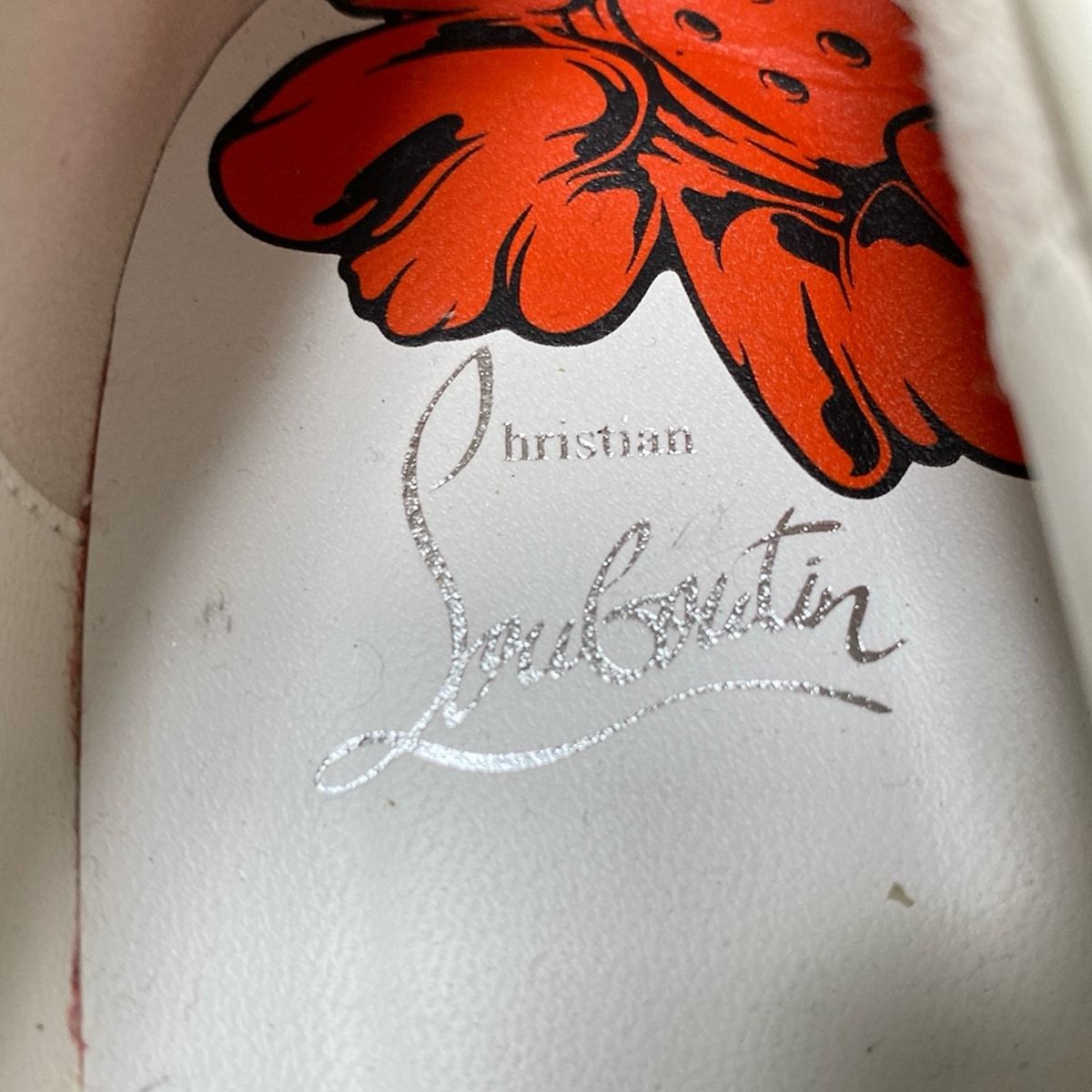 CHRISTIAN LOUBOUTIN クリスチャンルブタン ローファー 39 レディース - 白×レッド×黒 フラワー 花 レザー KIN-KAAI_COM