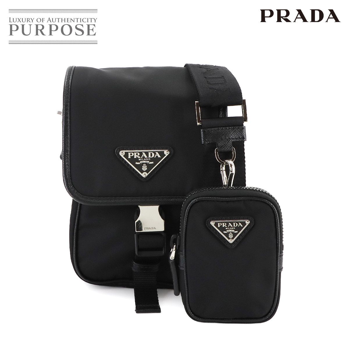 プラダ PRADA ショルダー バッグ ナイロン サフィアーノレザー ブラック ネロ 2VD043 Shoulder Bag 90284833