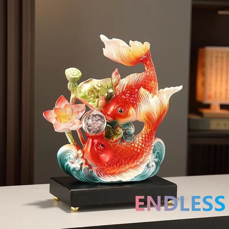 鯉置物　飾り　縁起物　飾り台付き　美品　インテリア 鯉置物 飾り 縁起物 飾り台付き 美品 インテリア
