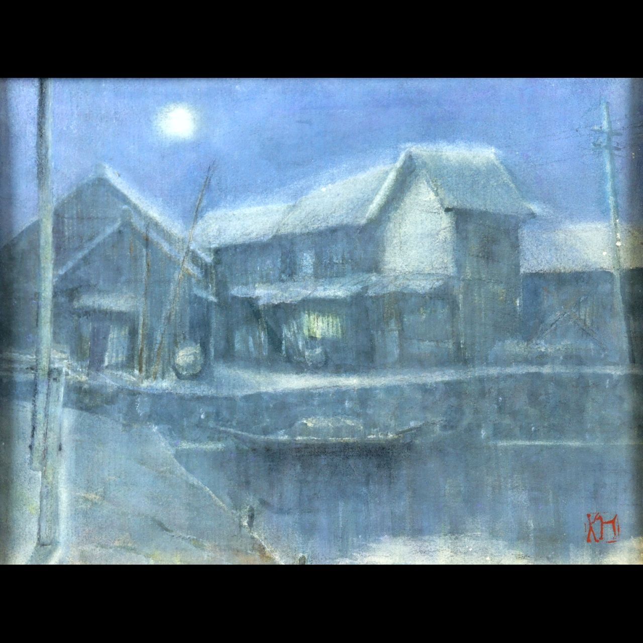 美品 関口雄揮「霧水」日本画 肉筆画 共シール有 額縁入り
