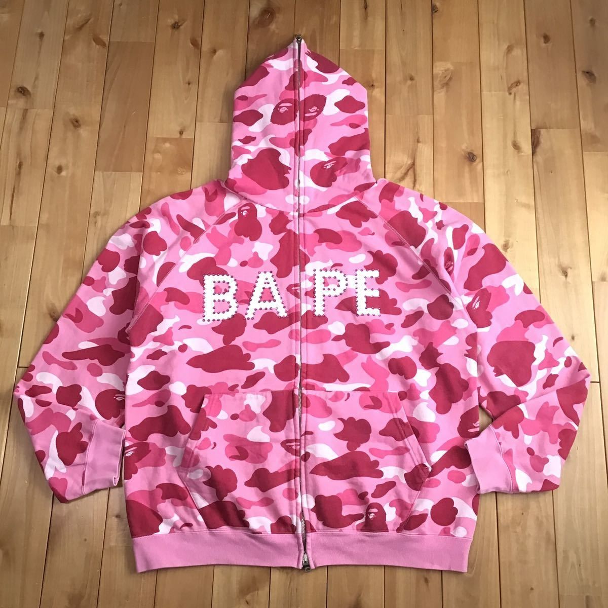 ピンク スワロフスキー BAPE LOGO パーカー Lサイズ Pink camo a 